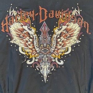 Black button down shirt with embroidered back